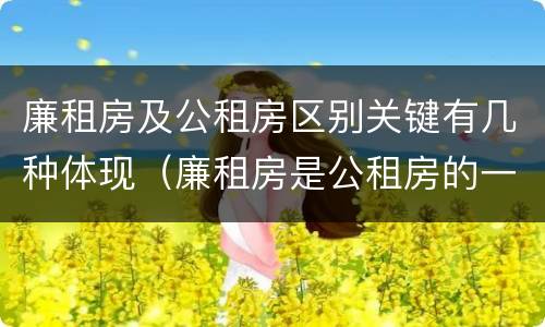 廉租房及公租房区别关键有几种体现（廉租房是公租房的一种吗?）