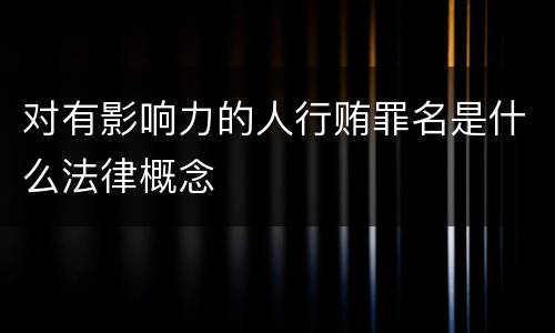 对有影响力的人行贿罪名是什么法律概念