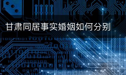 甘肃同居事实婚姻如何分别