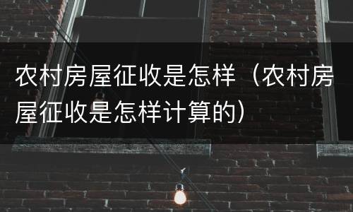 农村房屋征收是怎样（农村房屋征收是怎样计算的）