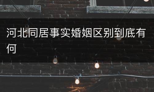 河北同居事实婚姻区别到底有何