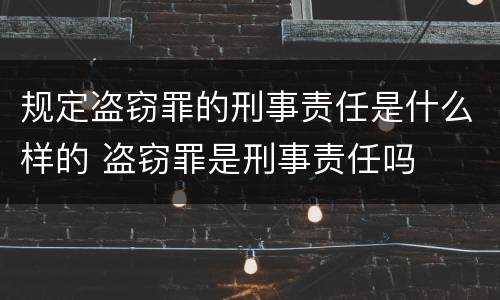 规定盗窃罪的刑事责任是什么样的 盗窃罪是刑事责任吗