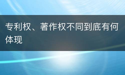 专利权、著作权不同到底有何体现