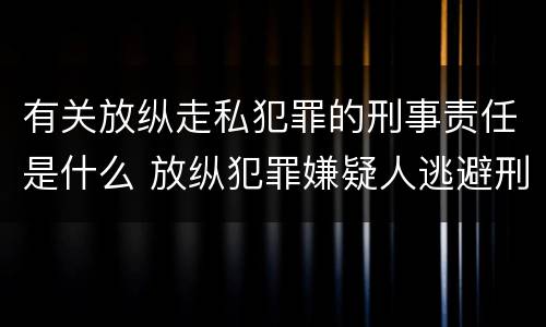 有关放纵走私犯罪的刑事责任是什么 放纵犯罪嫌疑人逃避刑事责任