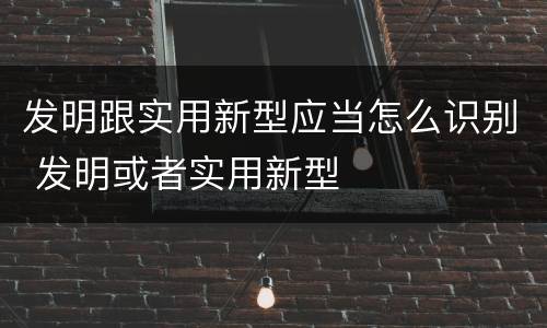 发明跟实用新型应当怎么识别 发明或者实用新型