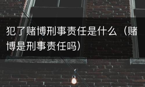 犯了赌博刑事责任是什么（赌博是刑事责任吗）