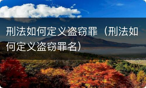 刑法如何定义盗窃罪（刑法如何定义盗窃罪名）