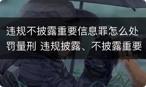违规不披露重要信息罪怎么处罚量刑 违规披露、不披露重要信息罪量刑
