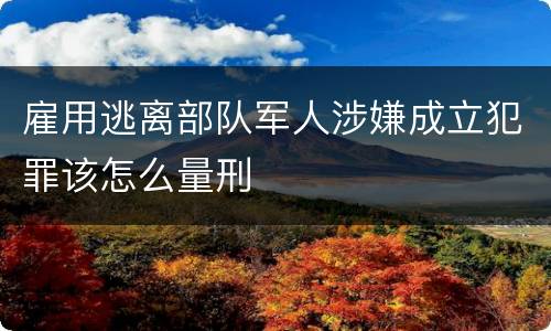 雇用逃离部队军人涉嫌成立犯罪该怎么量刑
