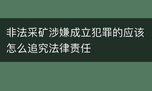 非法采矿涉嫌成立犯罪的应该怎么追究法律责任