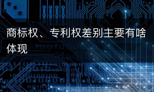 商标权、专利权差别主要有啥体现
