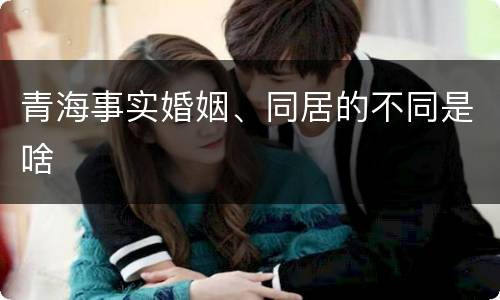 青海事实婚姻、同居的不同是啥