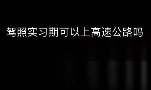 驾照实习期可以上高速公路吗