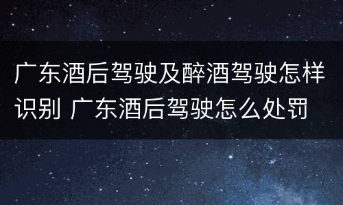 广东酒后驾驶及醉酒驾驶怎样识别 广东酒后驾驶怎么处罚