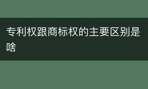 专利权跟商标权的主要区别是啥