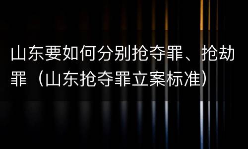 山东要如何分别抢夺罪、抢劫罪（山东抢夺罪立案标准）