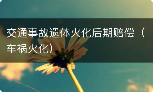交通事故遗体火化后期赔偿（车祸火化）