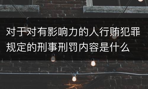 对于对有影响力的人行贿犯罪规定的刑事刑罚内容是什么
