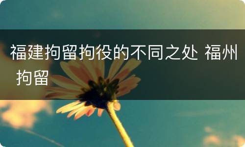 福建拘留拘役的不同之处 福州 拘留