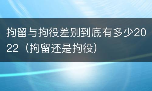 拘留与拘役差别到底有多少2022（拘留还是拘役）