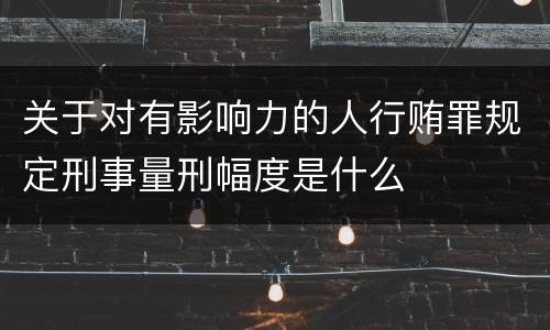 关于对有影响力的人行贿罪规定刑事量刑幅度是什么