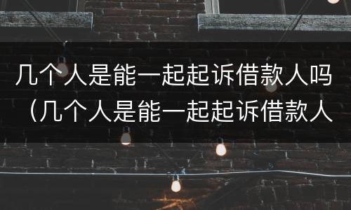 几个人是能一起起诉借款人吗（几个人是能一起起诉借款人吗知乎）
