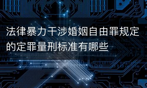 法律暴力干涉婚姻自由罪规定的定罪量刑标准有哪些