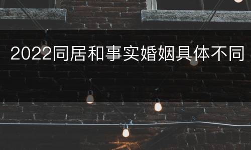 2022同居和事实婚姻具体不同
