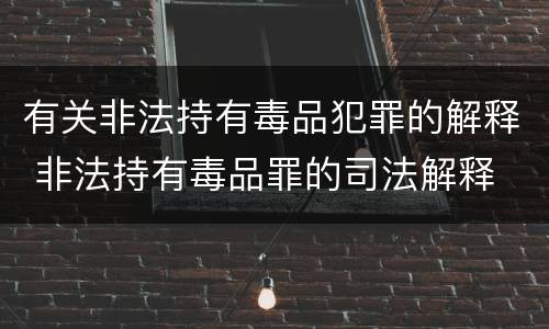 有关非法持有毒品犯罪的解释 非法持有毒品罪的司法解释