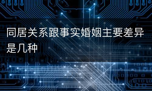 同居关系跟事实婚姻主要差异是几种
