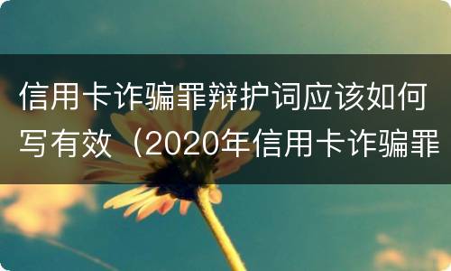 信用卡诈骗罪辩护词应该如何写有效（2020年信用卡诈骗罪构成要件）