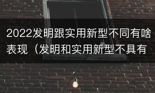 2022发明跟实用新型不同有啥表现（发明和实用新型不具有什么特性）