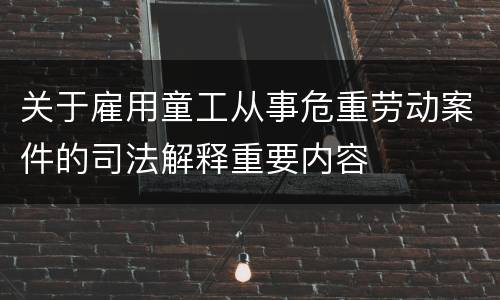 关于雇用童工从事危重劳动案件的司法解释重要内容