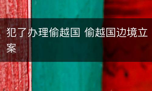 犯了办理偷越国 偷越国边境立案