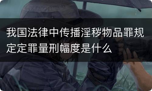 我国法律中传播淫秽物品罪规定定罪量刑幅度是什么