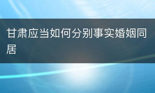 甘肃应当如何分别事实婚姻同居