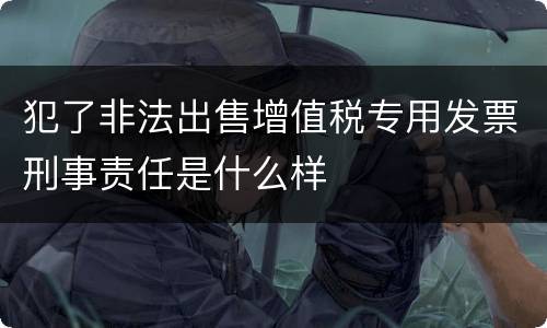 犯了非法出售增值税专用发票刑事责任是什么样