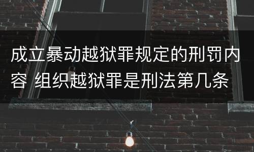 成立暴动越狱罪规定的刑罚内容 组织越狱罪是刑法第几条