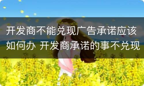 开发商不能兑现广告承诺应该如何办 开发商承诺的事不兑现怎么办