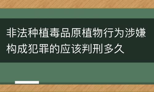 非法种植毒品原植物行为涉嫌构成犯罪的应该判刑多久
