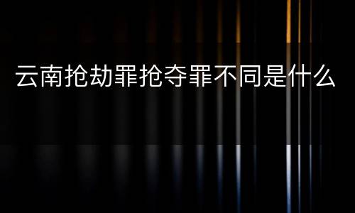 云南抢劫罪抢夺罪不同是什么