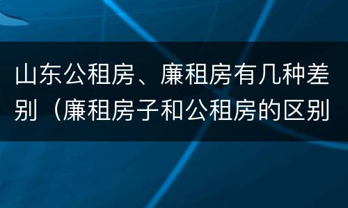 山东公租房、廉租房有几种差别（廉租房子和公租房的区别）