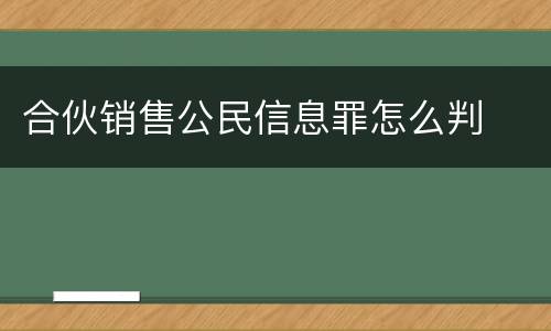 合伙销售公民信息罪怎么判