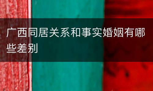 广西同居关系和事实婚姻有哪些差别