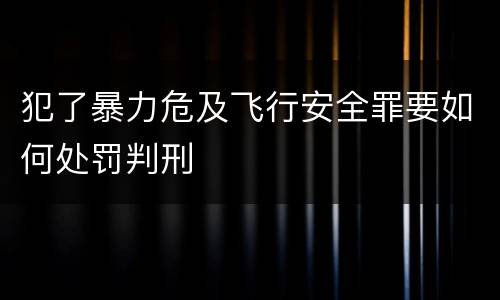 犯了暴力危及飞行安全罪要如何处罚判刑