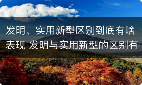 发明、实用新型区别到底有啥表现 发明与实用新型的区别有哪些