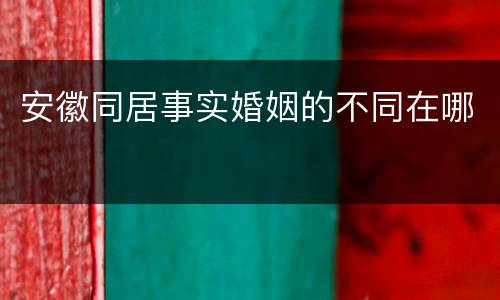 安徽同居事实婚姻的不同在哪