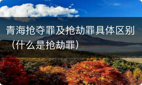 青海抢夺罪及抢劫罪具体区别（什么是抢劫罪）