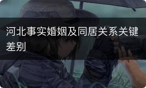 河北事实婚姻及同居关系关键差别