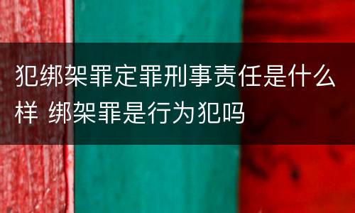 犯绑架罪定罪刑事责任是什么样 绑架罪是行为犯吗